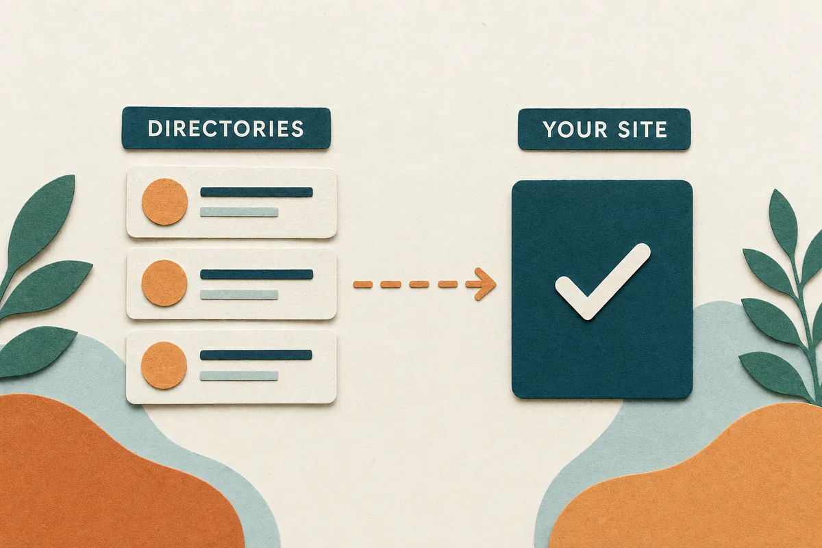 Warm paper-cut illustration of one new-client inquiry routed to a single local practice instead of being shared across a directory of competing therapists
